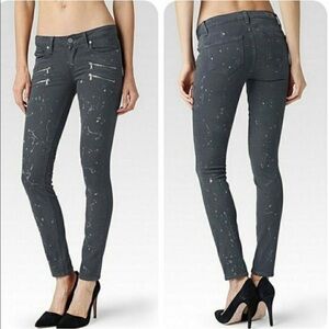 HP🎉 PAIGE Edgemont Grey Zip Paint Splatter Skinny Jeans Size 27